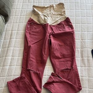 Motherhood Beige and Red Maternity Pants